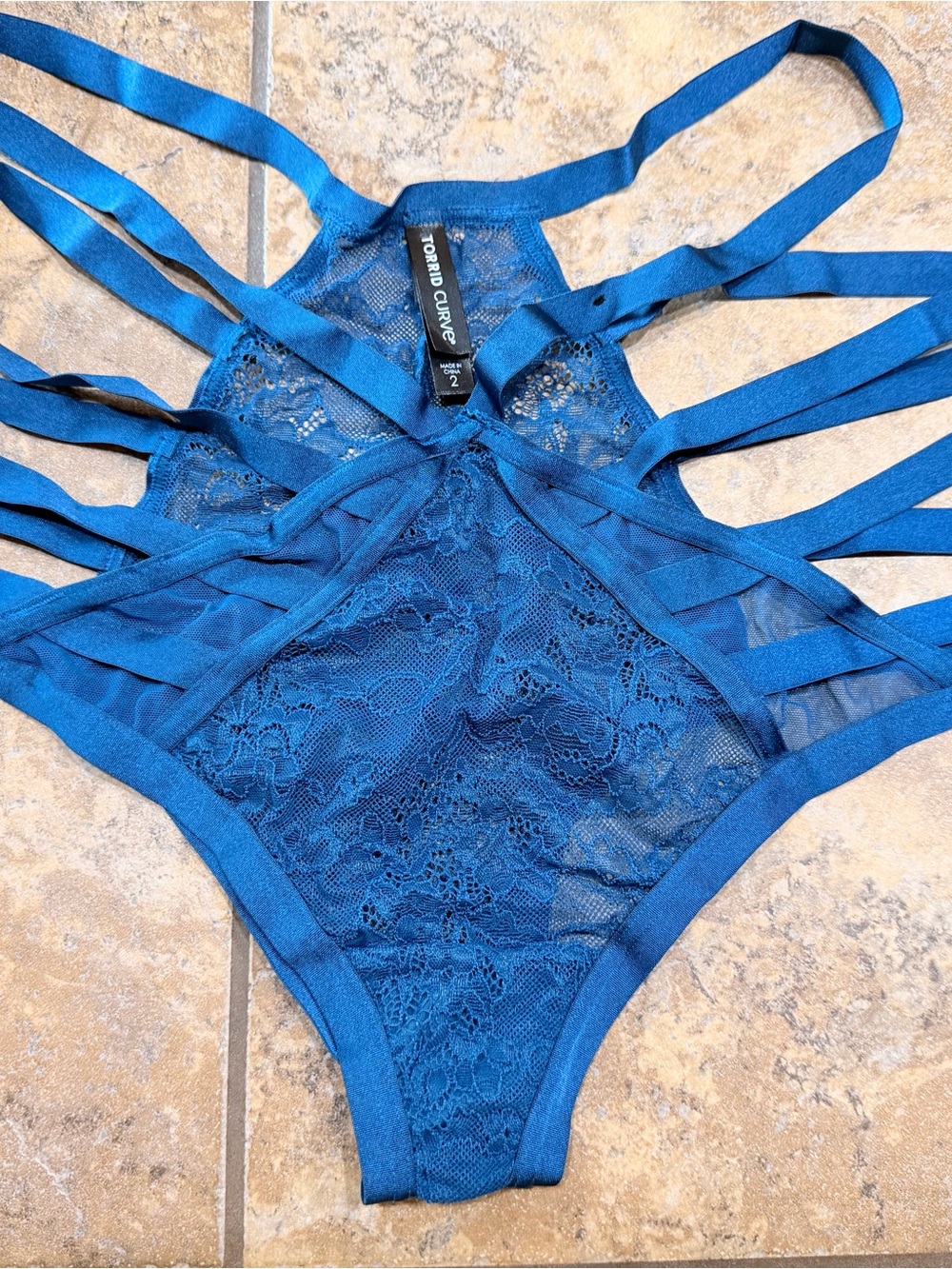 Strappy Lace Bikini Panty in blue by torrid curve